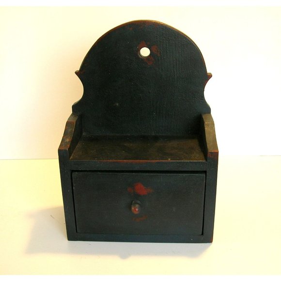 Primitive Hanging Wood Box with Drawer - Picture 8 of 9